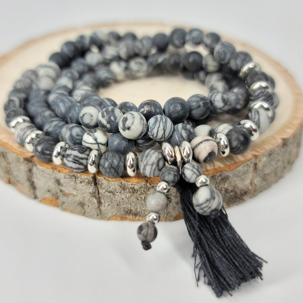 NWT 108 Mala Agates Natural Stones Bracelet NWT - Picture 4 of 6